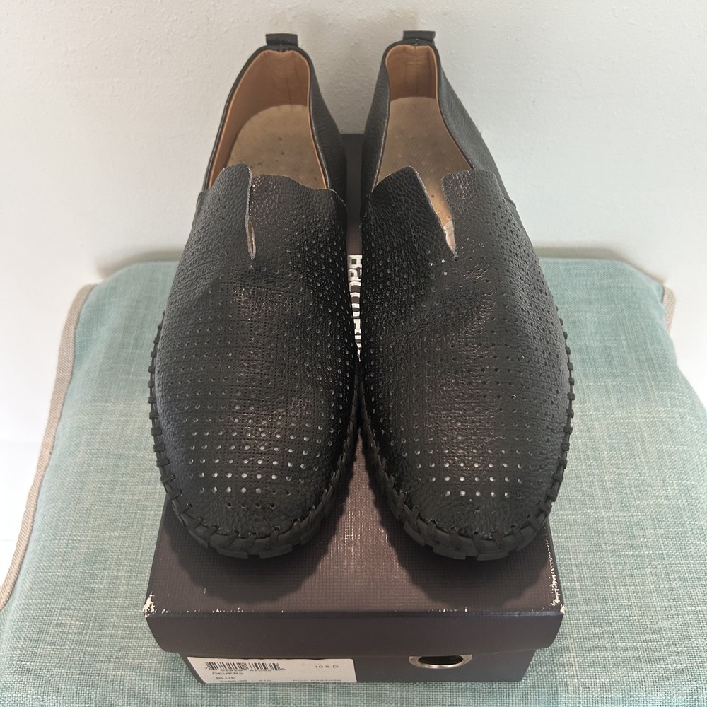 BACCO BUCCI Mens Shoes Black 10.5 Italian Leather Bone Slip On‎ Loafers Casual